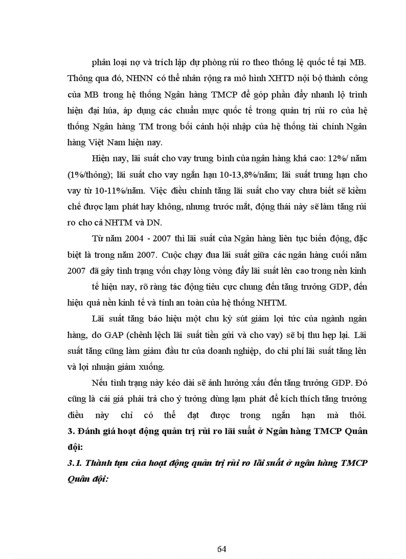 image for page Rủi ro lãi suất và quản trị rủi ro lãi suất tại ngân hàng thương mại cổ phần Quân đội