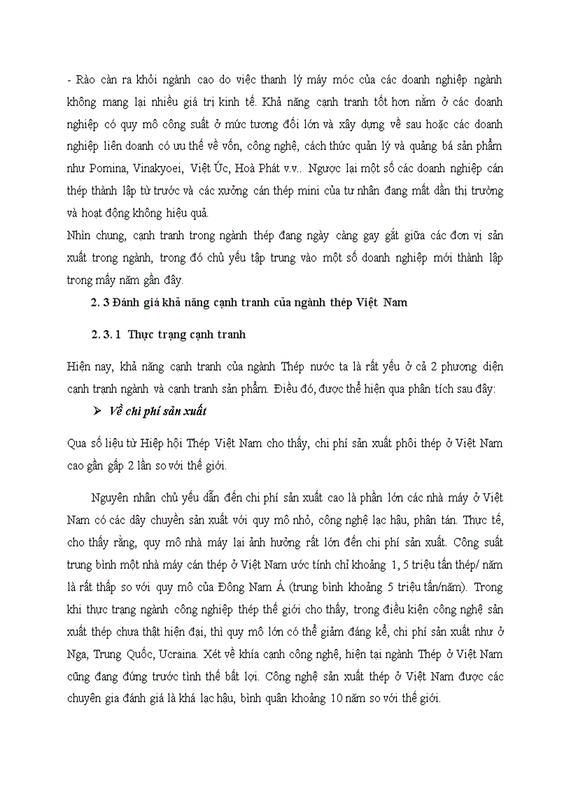 image for page Nâng cao khả năng cạnh tranh của ngành thép nước ta trong qúa trình hội nhập khu vực và quốc tế