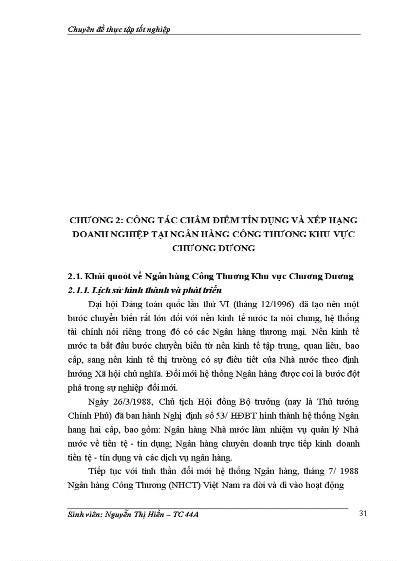 image for page Giải pháp hoàn thiện hoạt động chấm điểm tín dụng và xếp hạng doanh nghiệp vay vốn tại Ngân hàng Công Thương khu vực Chương Dương