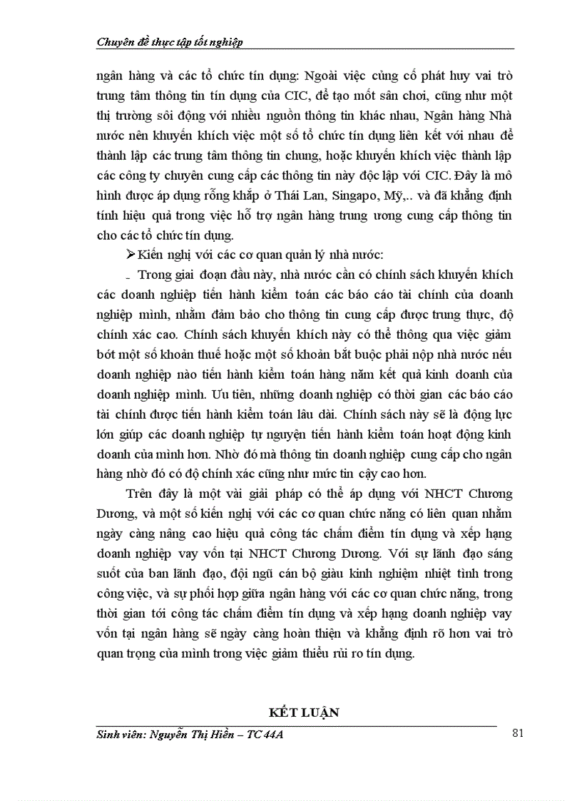 image for page Giải pháp hoàn thiện hoạt động chấm điểm tín dụng và xếp hạng doanh nghiệp vay vốn tại Ngân hàng Công Thương khu vực Chương Dương
