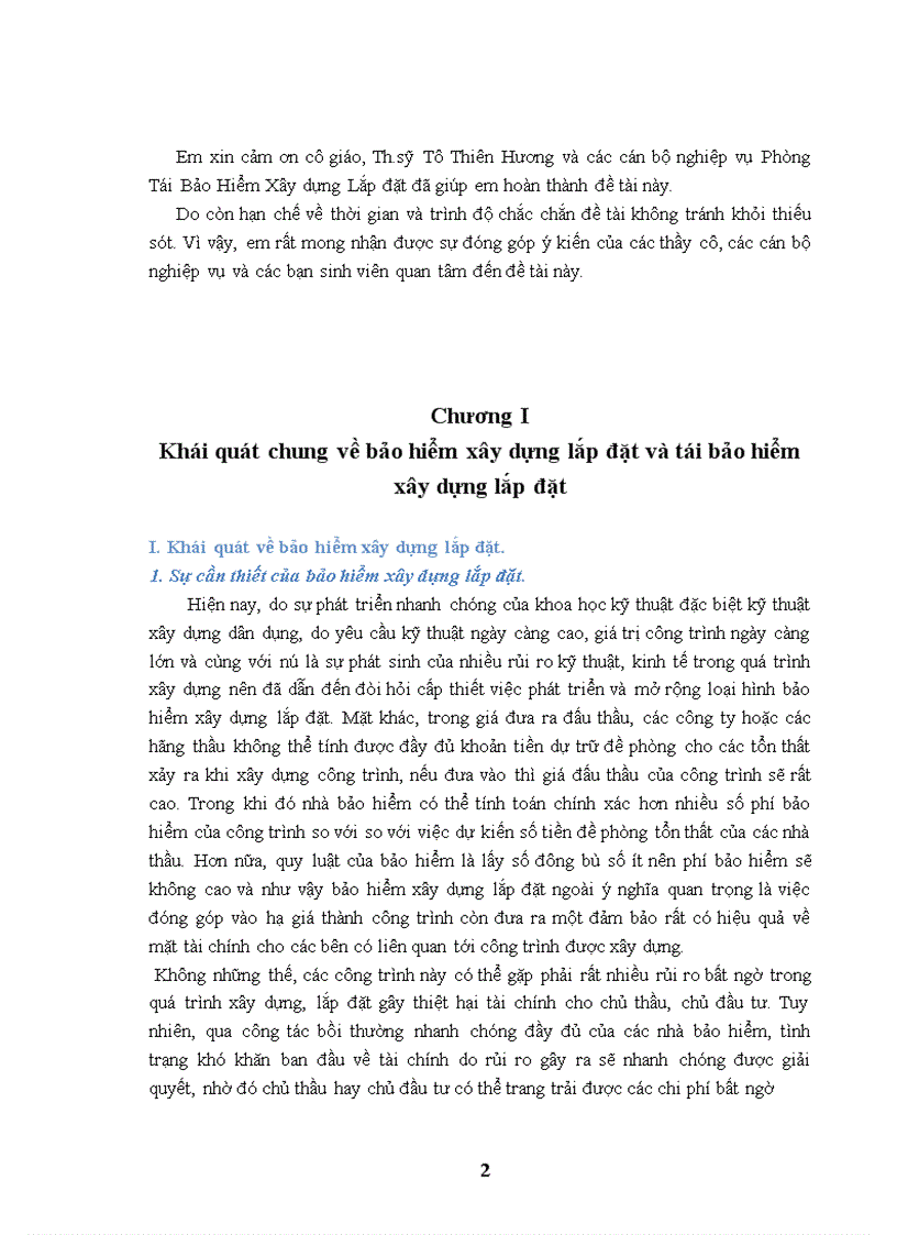 image for page Quá trình thực hiện tái bảo hiểm xây dựng lắp đặt tại Tổng công ty cổ phần tái bảo hiểm quốc gia Việt Nam giai đoạn 2005 - 2009
