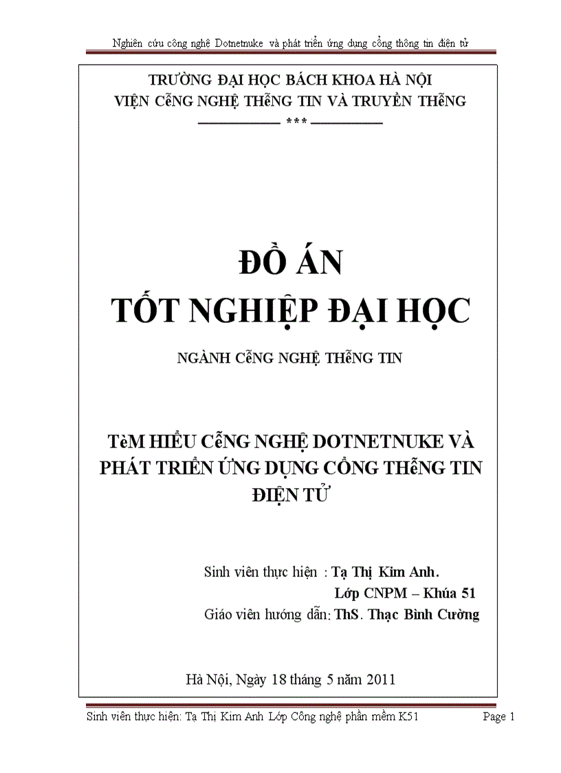 image for page Nghiên cứu công nghệ Dotnetnuke và phát triển ứng dụng cổng thông tin điện tử