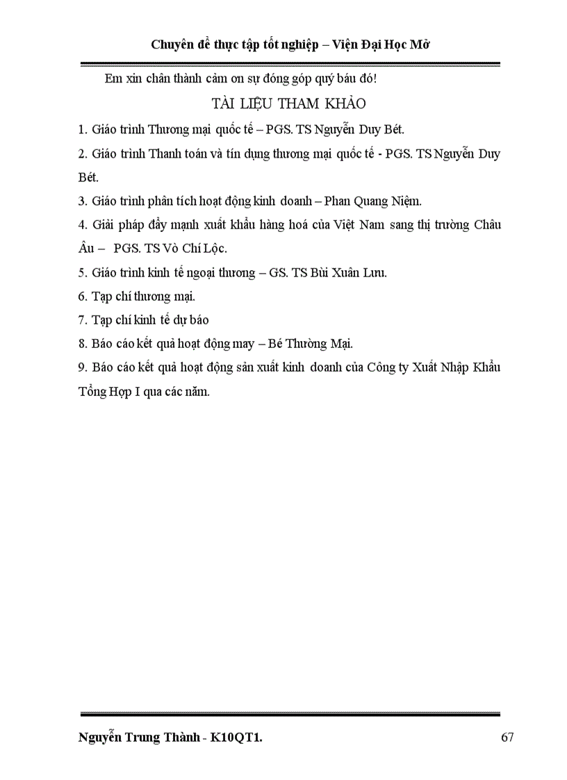 image for page Một số giải pháp hoàn thiện hoạt động kinh doanh xuất khẩu tại Công ty Xuất Nhập khẩu Tổng Hợp I – bộ thương mại.