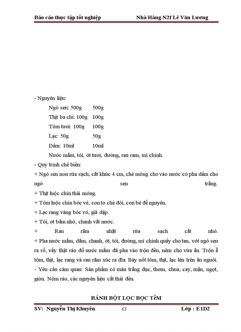 image for page Thực tập tốt nghiệp Nhà Hàng N2f Lê Văn Lương