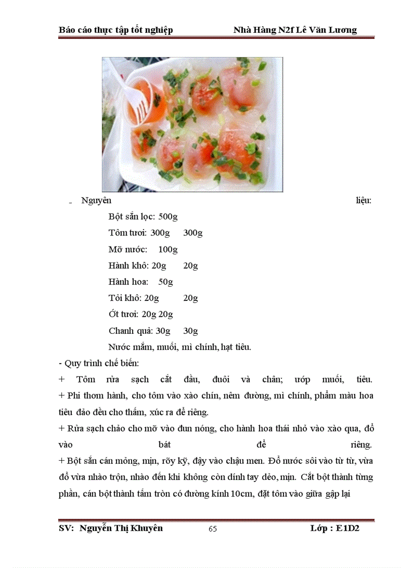 image for page Thực tập tốt nghiệp Nhà Hàng N2f Lê Văn Lương