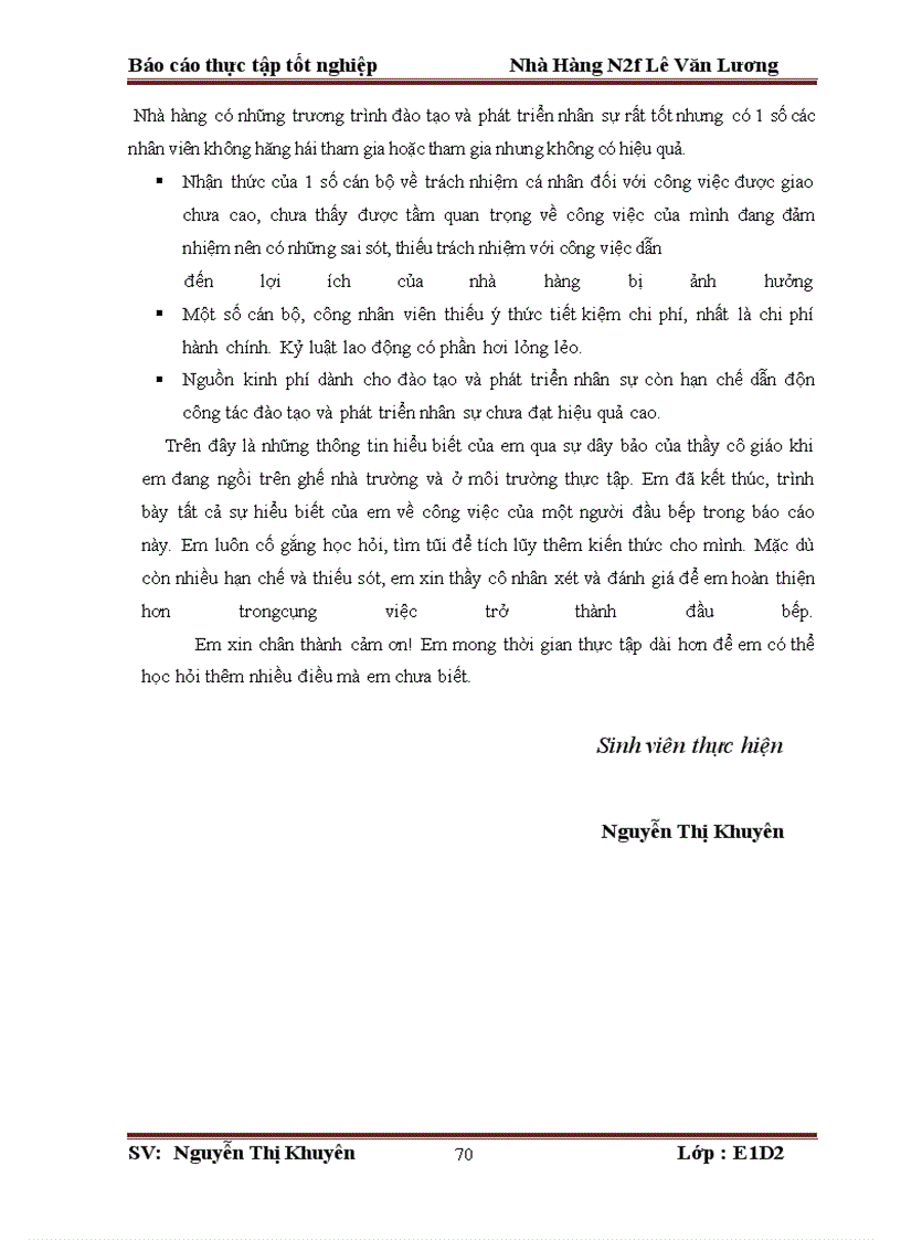 image for page Thực tập tốt nghiệp Nhà Hàng N2f Lê Văn Lương