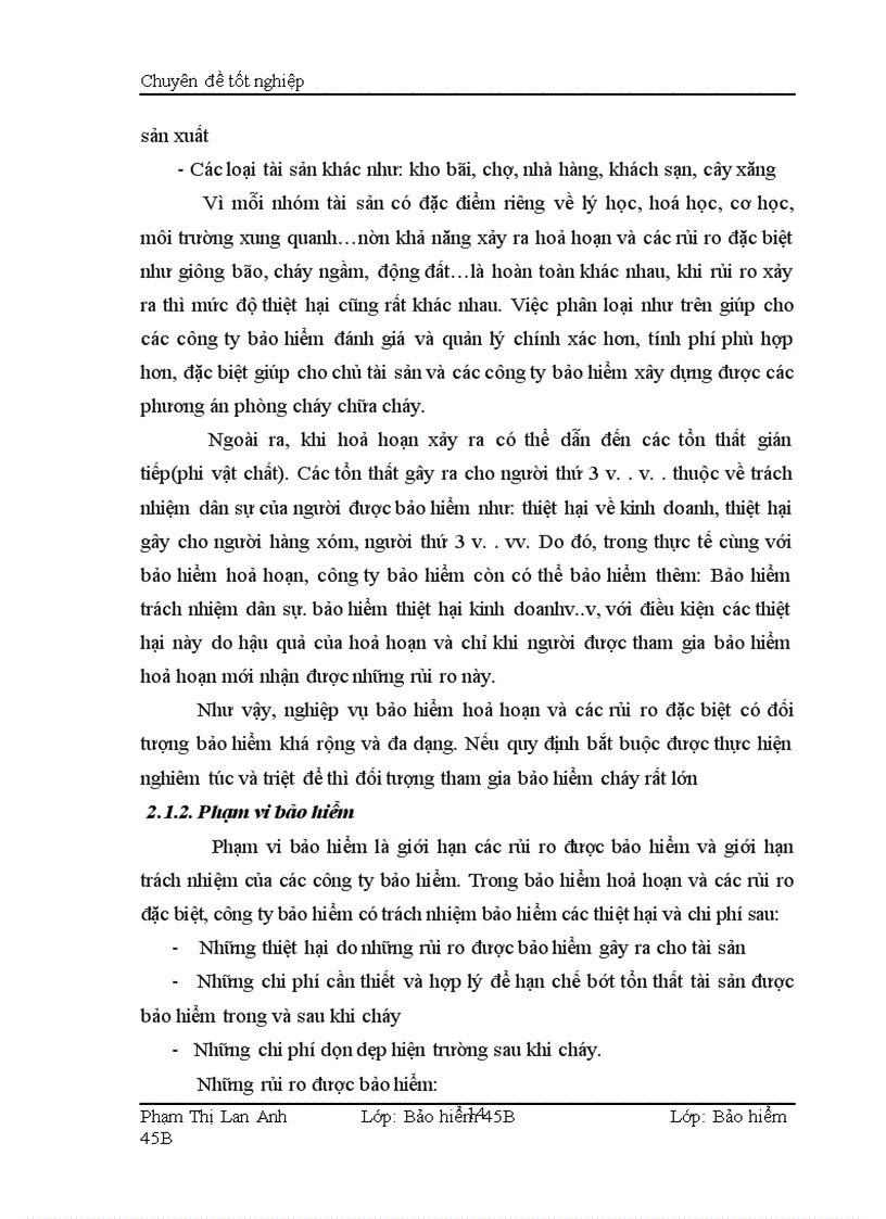 image for page Nghiệp vụ bảo hiểm hoả hoạn và các rủi ro đặc biệt tại công ty bảo hiểm Ngân hàng Đầu Tư và Phát Triển