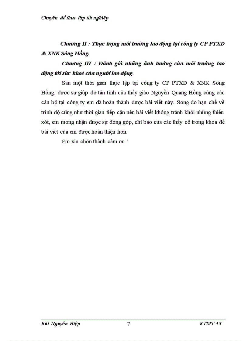 image for page Bước đầu nghiên cứu môi trường lao động và ảnh hưởng của nó tới sức khoẻ người lao động tại công ty CP PTXD&XNK Sông Hồng