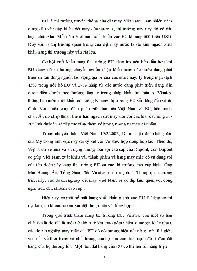 image for page Vinatex mở rộng thị trường sản phẩm may mặc ở eu