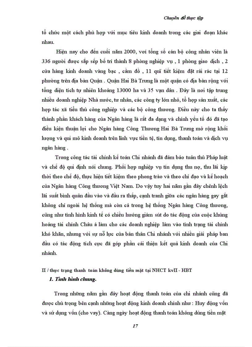 image for page Một số vấn đề nhằm hoàn thiện và phát triển tác thanh toán không dùng tiền mặt tại chi nhánh ngân hàng Công thương KVII- HBT - Hà Nội