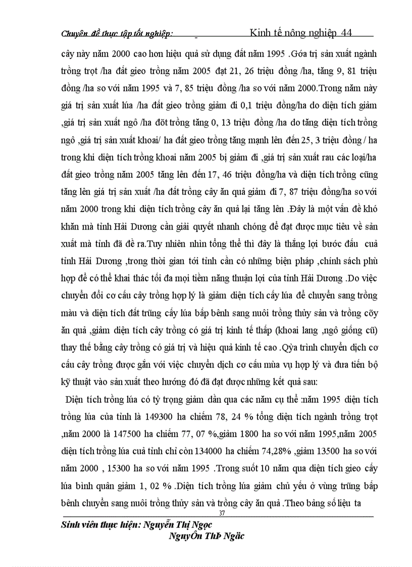 image for page Hiệu quả sử dụng đất nụng nghiệp sau khi chuyển đổi cơ cấu cây trồng , vật nuôi ở tỉnh Hải Dương