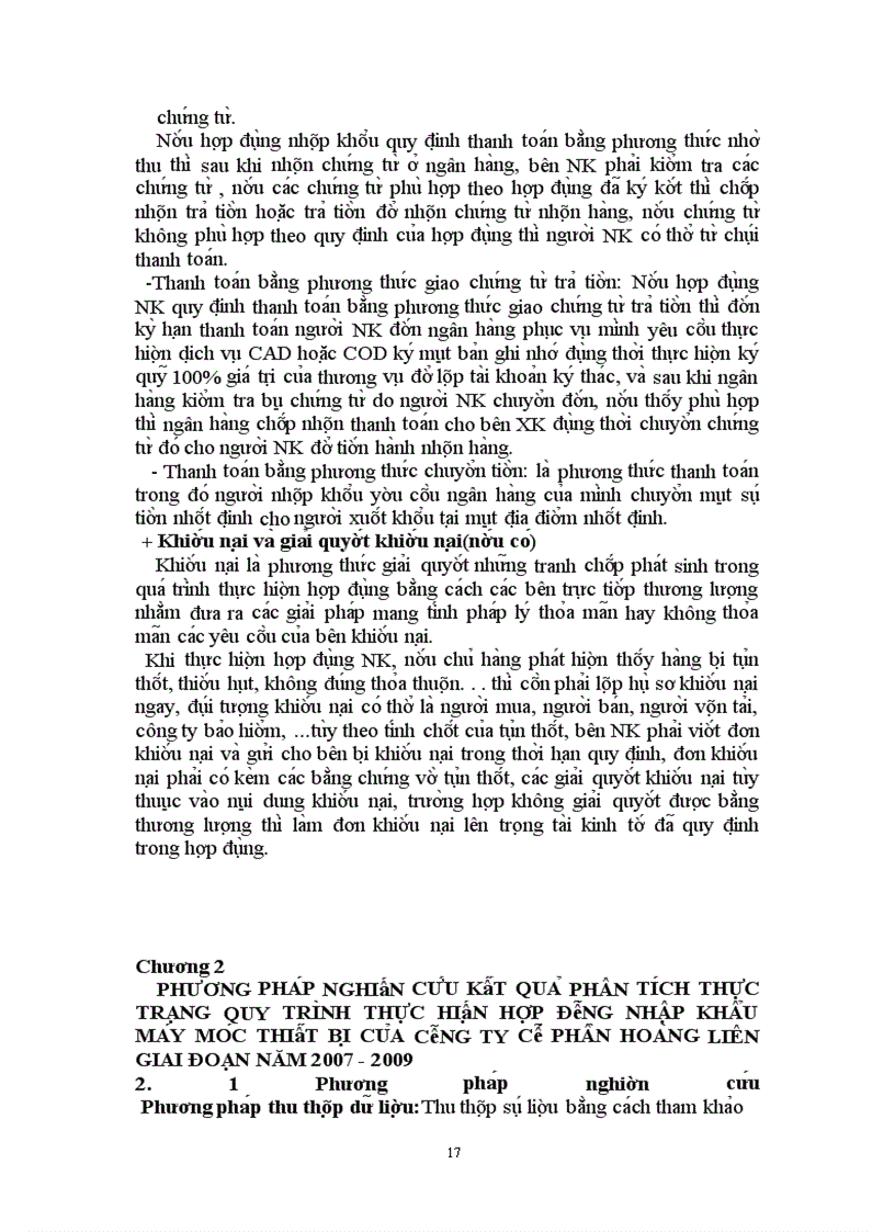 image for page Những rủi ro trong quá trình thực hiện hợp đồng nhập khẩu máy móc thiết bị tại công ty cổ phần Hoàng Liên