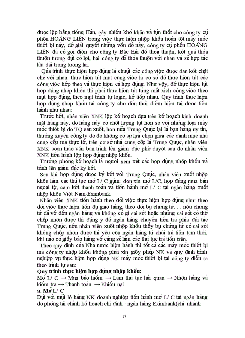 image for page Những rủi ro trong quá trình thực hiện hợp đồng nhập khẩu máy móc thiết bị tại công ty cổ phần Hoàng Liên