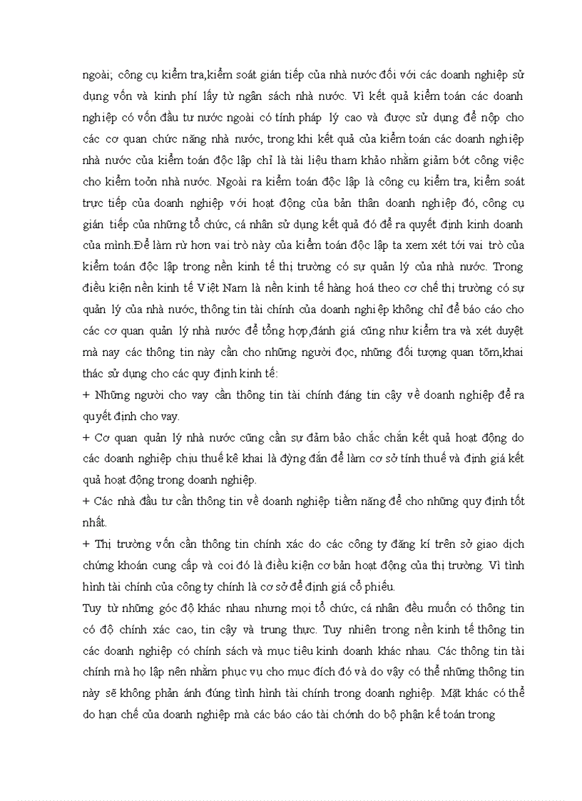 image for page Thực trạng của kiểm toán độc lập trong việc kiểm tra,kiểm soát các doanh nghiệp Việt Nam hiện nay