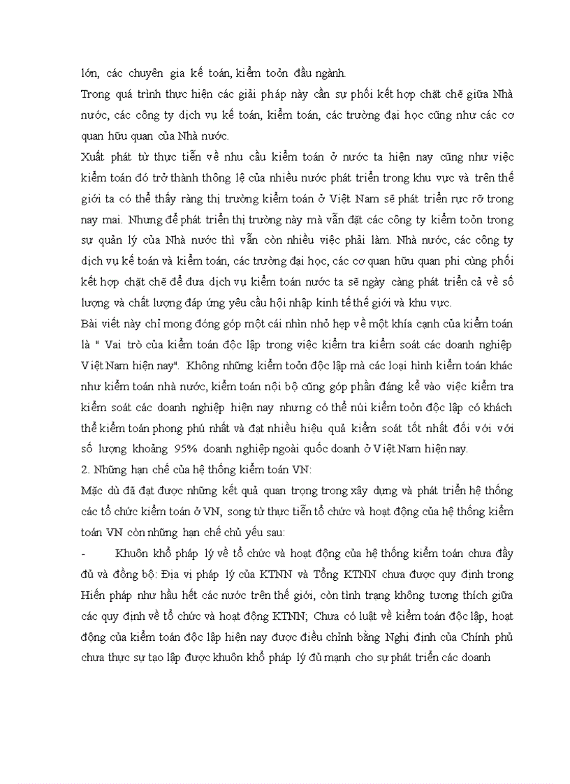 image for page Thực trạng của kiểm toán độc lập trong việc kiểm tra,kiểm soát các doanh nghiệp Việt Nam hiện nay