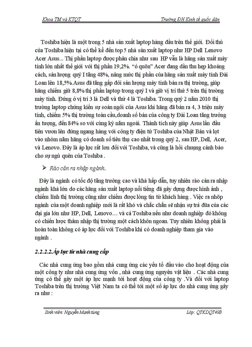 image for page Vận dụng mô hình cạnh tranh của M. Porter để phân tích tình hình cạnh tranh của laptop TOSHIBA trên thị trường Việt Nam