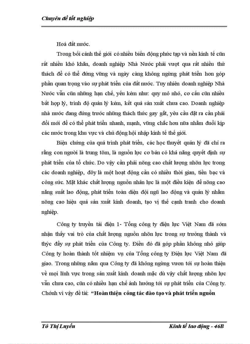 image for page Hoàn thiện công tác đào tạo và phát triển nguồn nhân lực tại công ty truyền tải điện 1