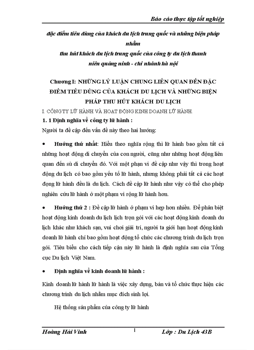 Đặc điểm tiêu dùng của khách du lịch Trung Quốc và những biện pháp nhằmthu hút khách du lịch trung quốc của công ty du lịch thanh niên Quảng Ninh - Chi nhánh Hà Nội