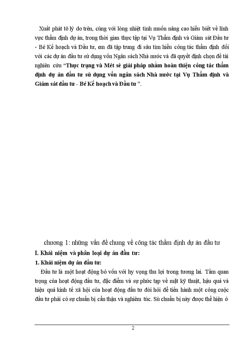 image for page Thực trạng và Một số giải pháp nhằm hoàn thiện công tác thẩm định dự án đầu tư sử dụng vốn ngân sách Nhà nước tại Vụ Thẩm định và Giám sát đầu tư - Bộ Kế hoạch và Đầu tư