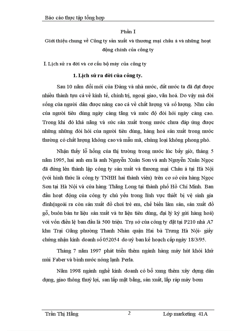 image for page Báo cáo thực tập tại Công ty sản xuất và thương mại châu á