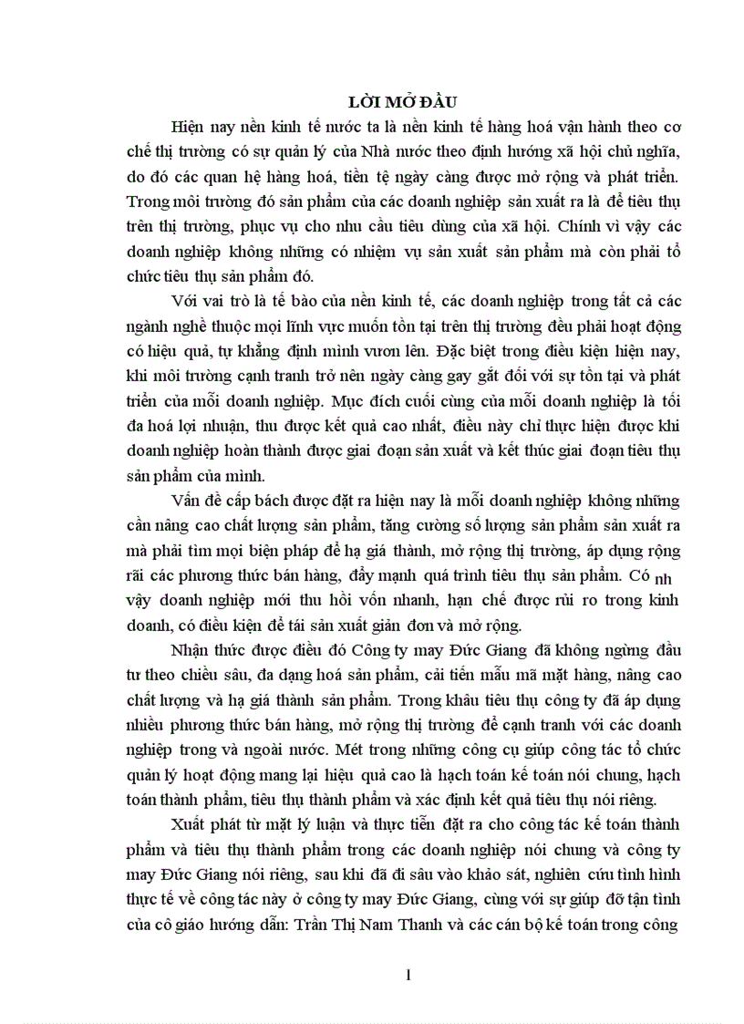 image for page Tổ chức công tác kế toán thành phẩm và tiêu thụ thành phẩm ở công ty may Đức Giang