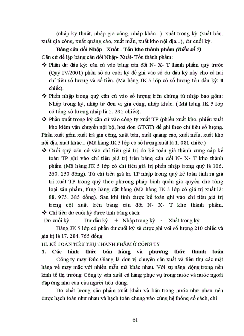 image for page Tổ chức công tác kế toán thành phẩm và tiêu thụ thành phẩm ở công ty may Đức Giang