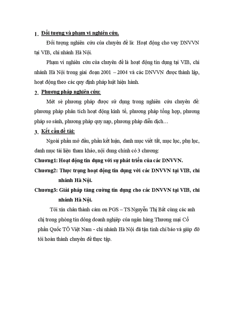 image for page Phân tích và đánh giá thực trạng hoạt động của các DNVVN và hoạt động tín dụng đối với các DNVVN tại VIB