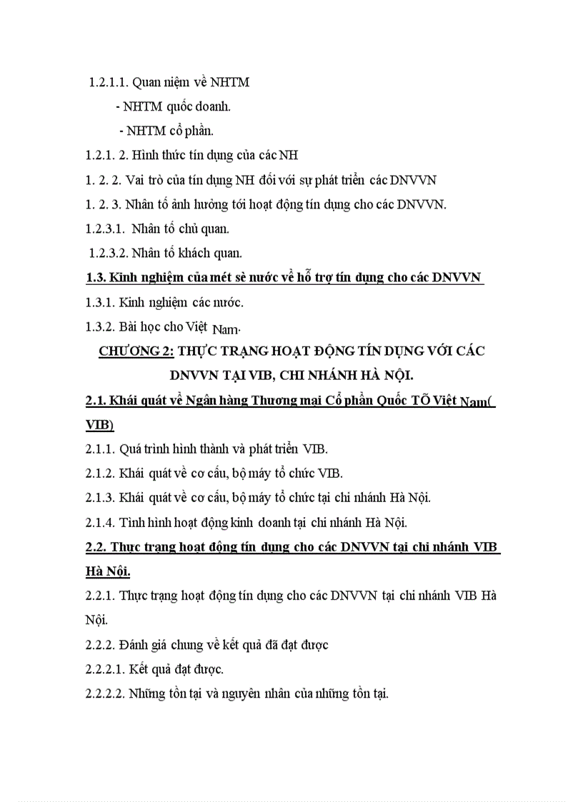image for page Phân tích và đánh giá thực trạng hoạt động của các DNVVN và hoạt động tín dụng đối với các DNVVN tại VIB