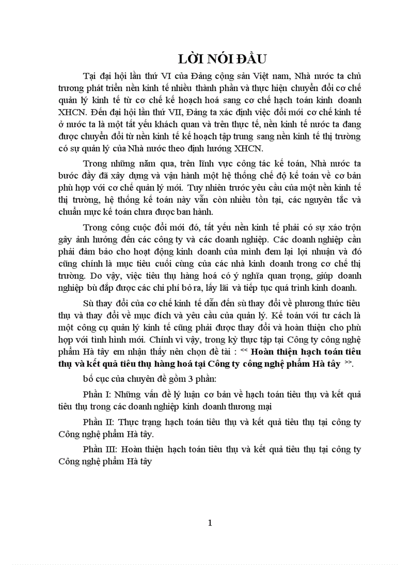 image for page Hoàn thiện hạch toán tiêu thụ và kết quả tiêu thụ tại công ty Công nghệ phẩm Hà tây