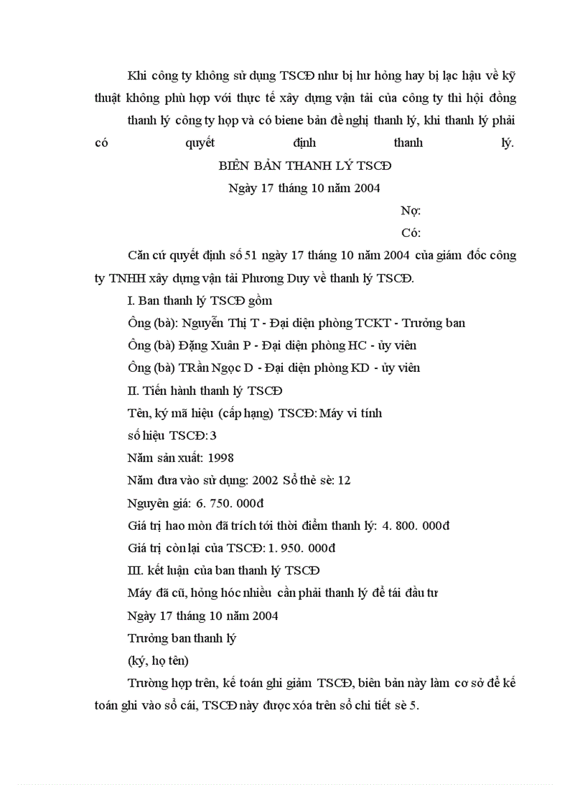 image for page Kế toán tăng, giảm và trích khấu hao tài sản cố định trong công ty TNHH Xây dựng vận tải Phương Duy