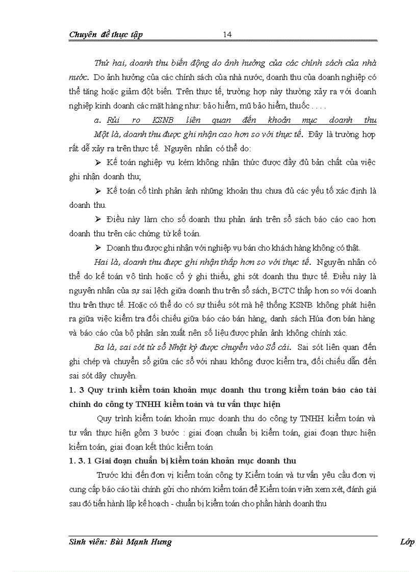 image for page Vận dụng quy trình kiểm toán vào kiểm toán khoản mục doanh thu trong kiểm toán báo cáo tài chính tại công ty TNHH kiểm toán và tư vấn thực hiện.