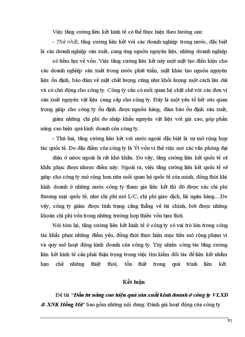 image for page Đầu tư nâng cao hiệu quả sản xuất kinh doanh ở công ty VLXD & XNK Hồng Hà