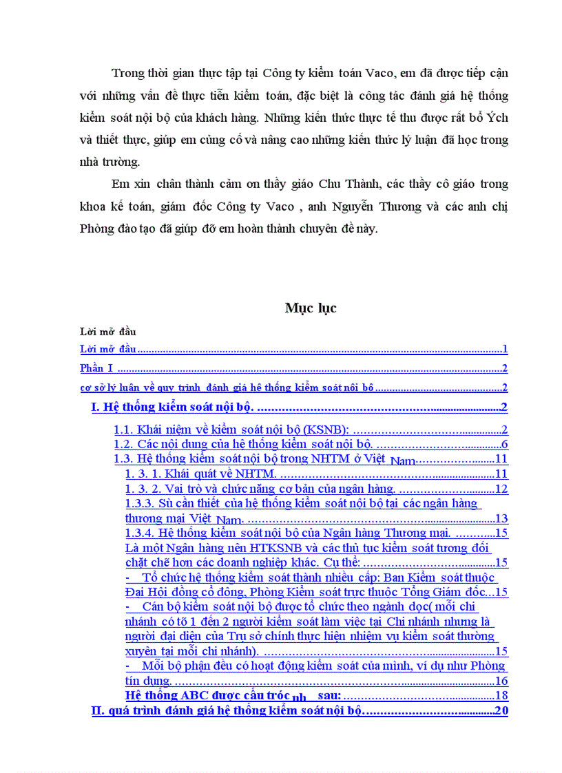 image for page Tìm hiểu và đánh giá hệ thống kiểm soát nội bộ đối với Ngân hàng Thương mại do Công ty Vaco thực hiện