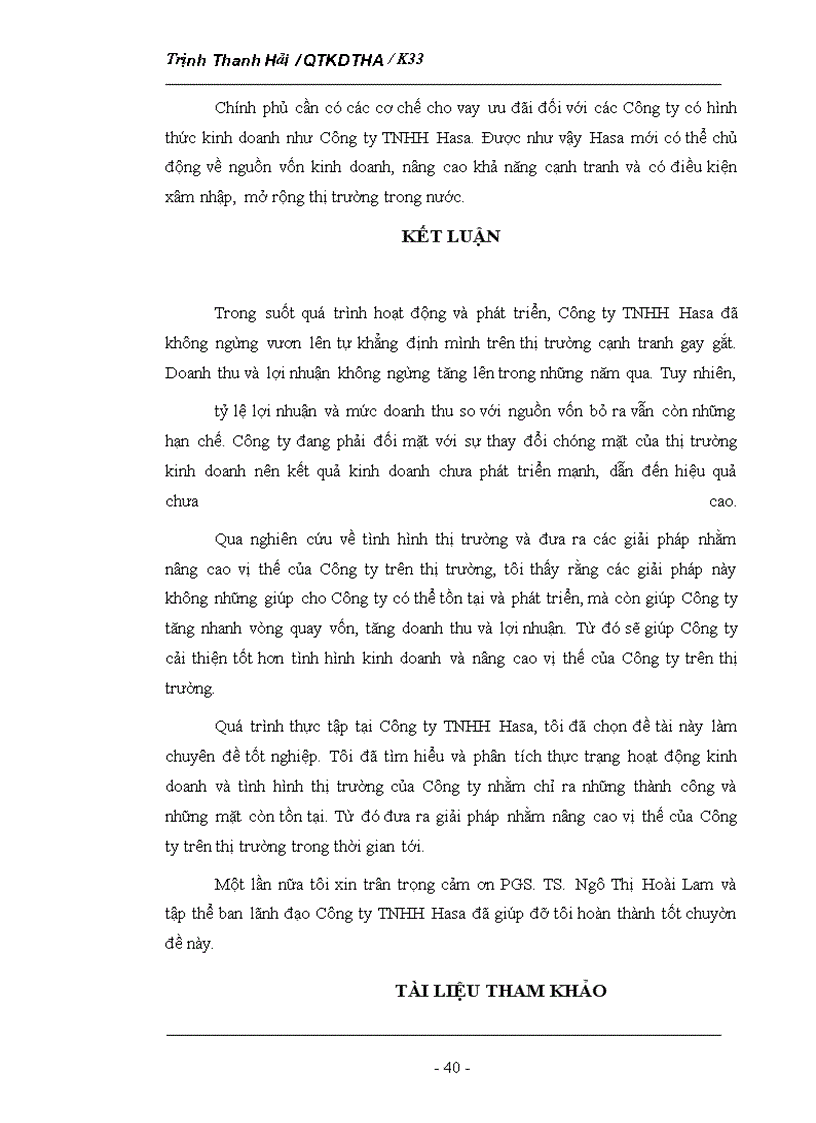image for page Phân tích tình hình thị trường của Công ty TNHH Hasa