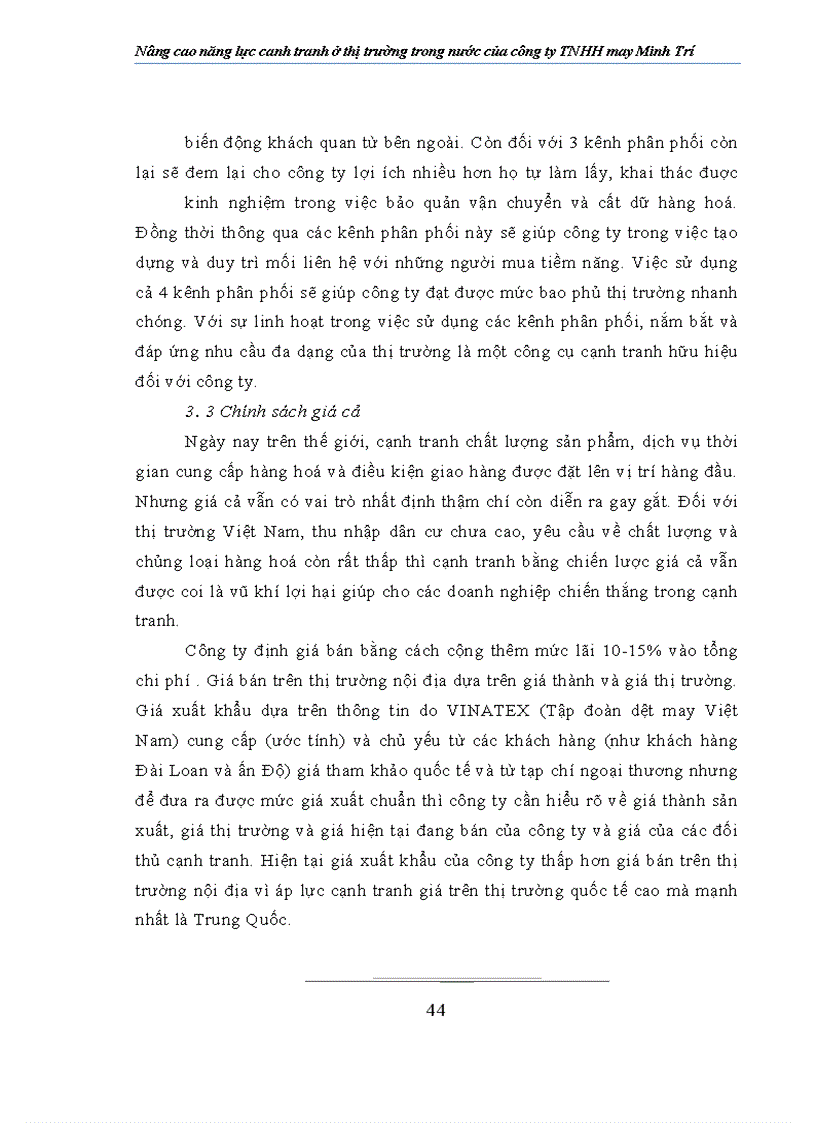 image for page Nâng cao năng lực canh tranh ở thị trường trong nước của ng ty TNHH may Minh Trí