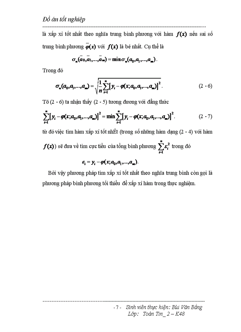 image for page Bài toán dùng phương pháp xấp xỉ trung bình phương hay còn gọi là phương pháp bình phương tối thiểu để xấp xỉ hàm trong thực nghiệm