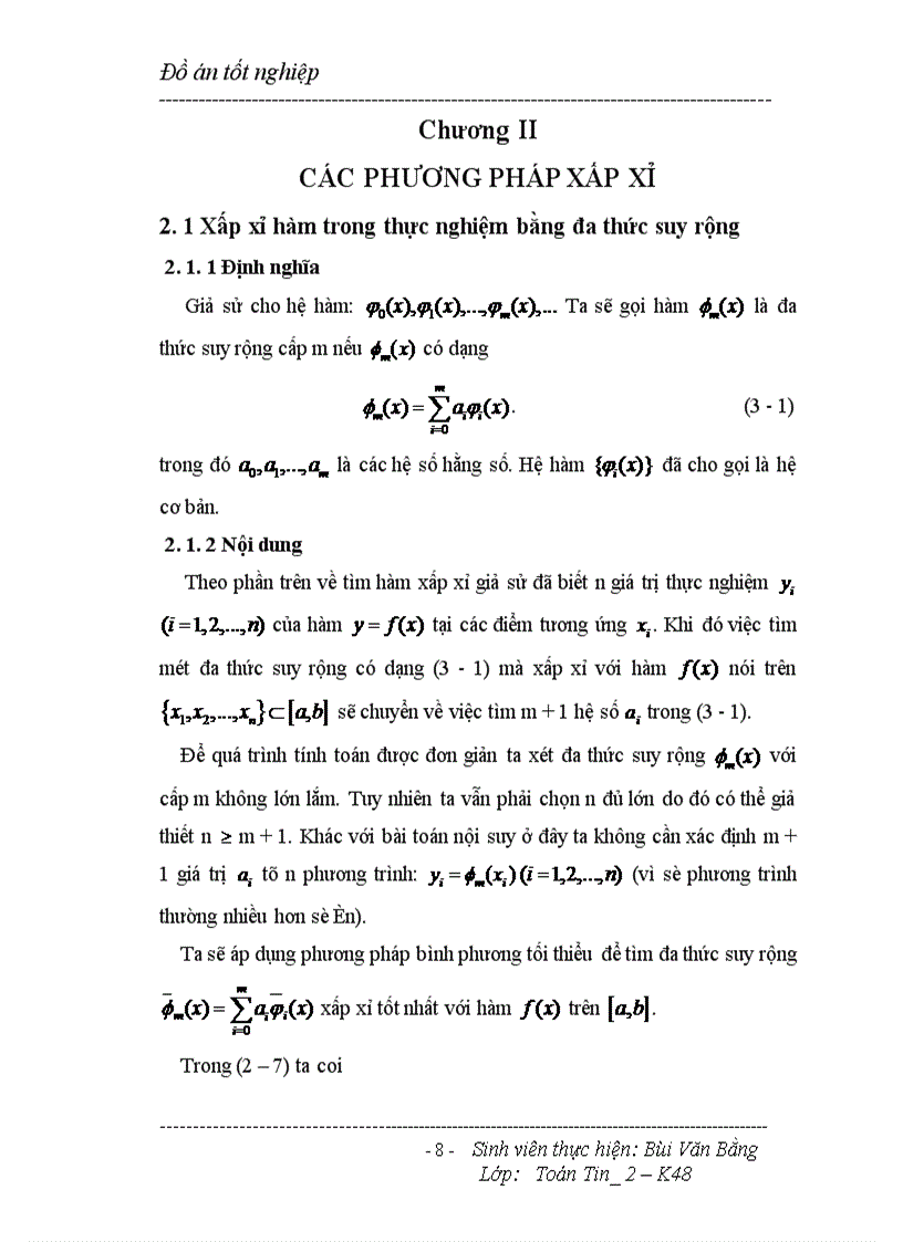 image for page Bài toán dùng phương pháp xấp xỉ trung bình phương hay còn gọi là phương pháp bình phương tối thiểu để xấp xỉ hàm trong thực nghiệm