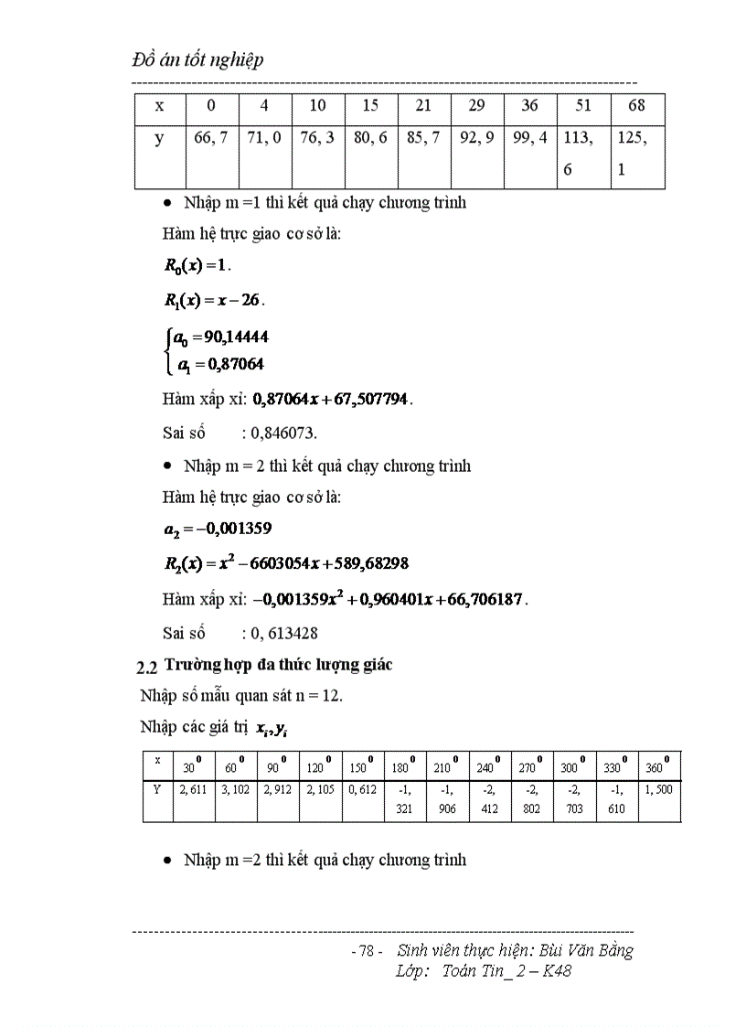 image for page Bài toán dùng phương pháp xấp xỉ trung bình phương hay còn gọi là phương pháp bình phương tối thiểu để xấp xỉ hàm trong thực nghiệm