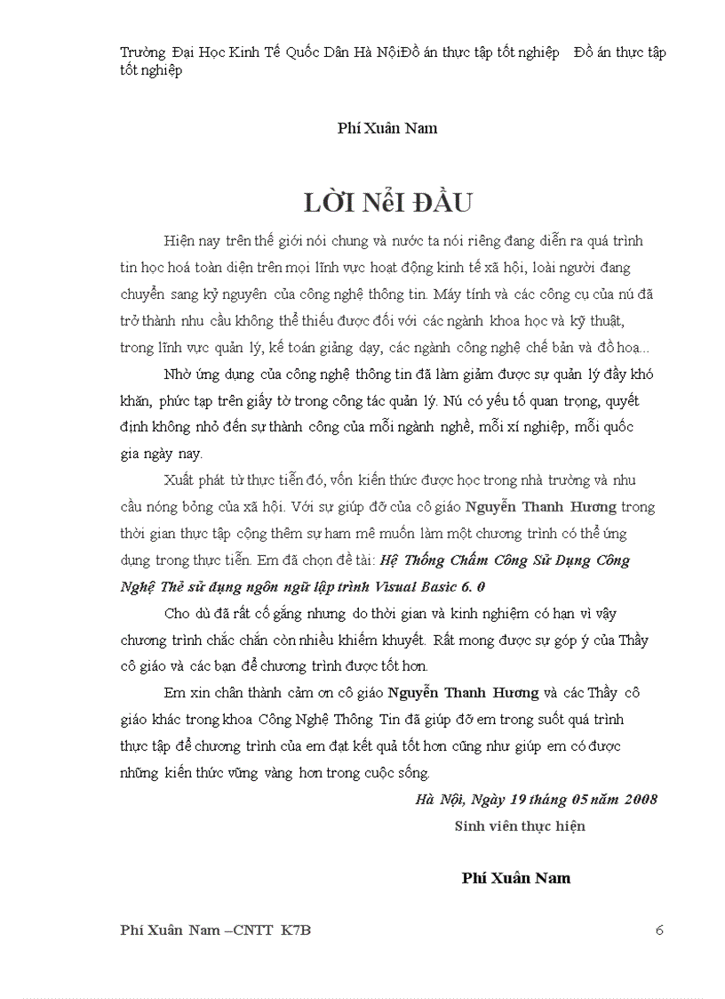 image for page Hệ Thống Chấm Công Sử Dụng Công Nghệ Thẻ sử dụng ngôn ngữ lập trình Visual Basic 6