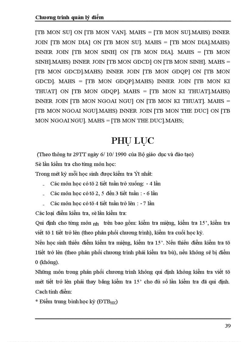 image for page Chương trình quản lý điểm