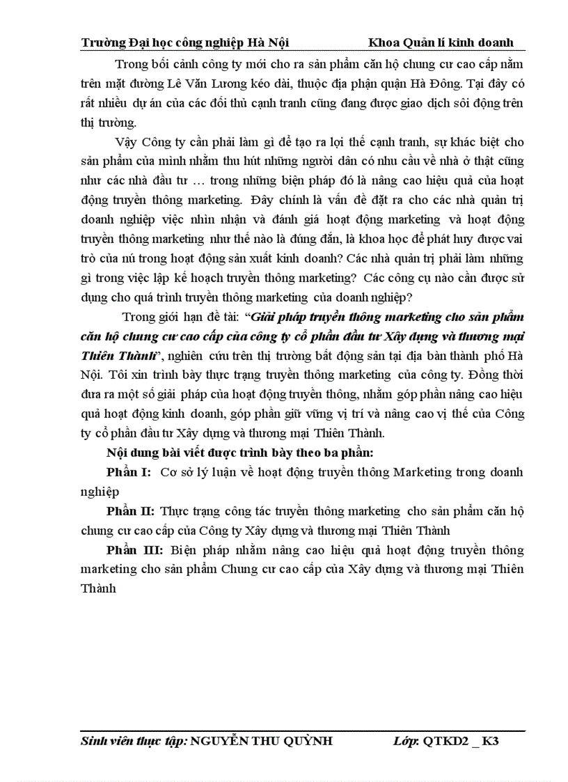 image for page Giải pháp truyền thông marketing cho sản phẩm căn hộ chung cư cao cấp của công ty cổ phần đầu tư Xây dựng và thương mại Thiên Thành