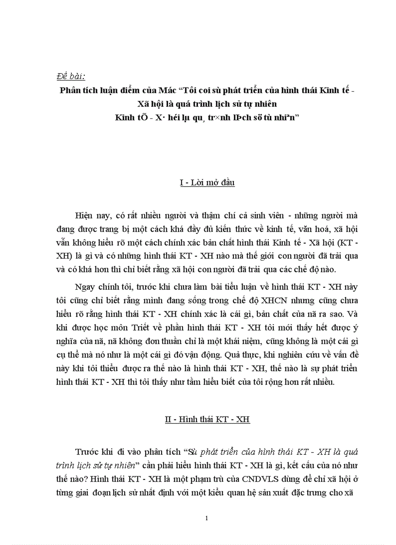 image for page Phân tích luận điểm của Mác “Tôi coi sự phát triển của hình thái Kinh tế - Xã hội là quá trình lịch sử tự nhiên”