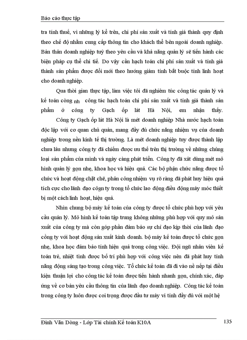 image for page Tổ chức công tác kế toán chi phí sản xuất và tính giá thành sản phẩm tại công ty Gạch ốp lát Hà Nội