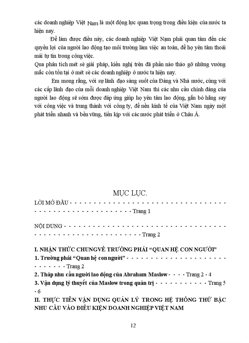 image for page Phân tích tháp nhu cầu của người lao động do Abraham Maslow đưa ra và những giải pháp chủ yếu thoả mãn các nhu cầu trong điều kiện các doanh nghiệp Việt Nam hiện nay
