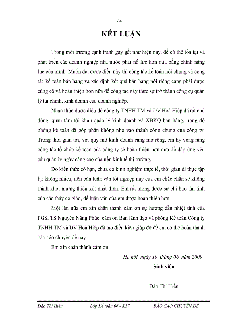 image for page Hoàn thiện kế toán bán hàng và xác định kết quả kinh doanh tại Công ty TNHH Thương mại và Dịch vụ Hoà Hiệp