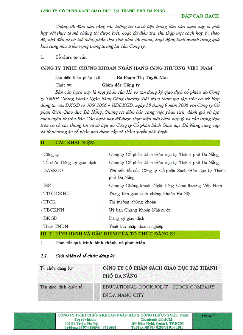 Bản cáo bạch Công ty Cổ phần Sách Giáo dục Đà Nẵng