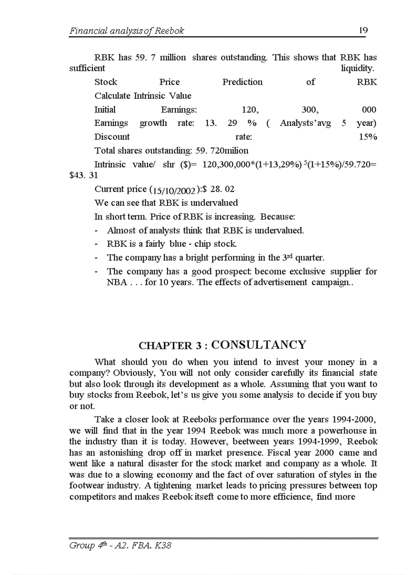 image for page Financial analysis of Reebok
