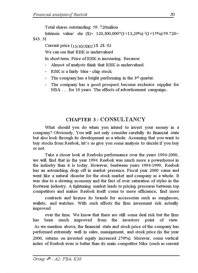 image for page Financial analysis of Reebok