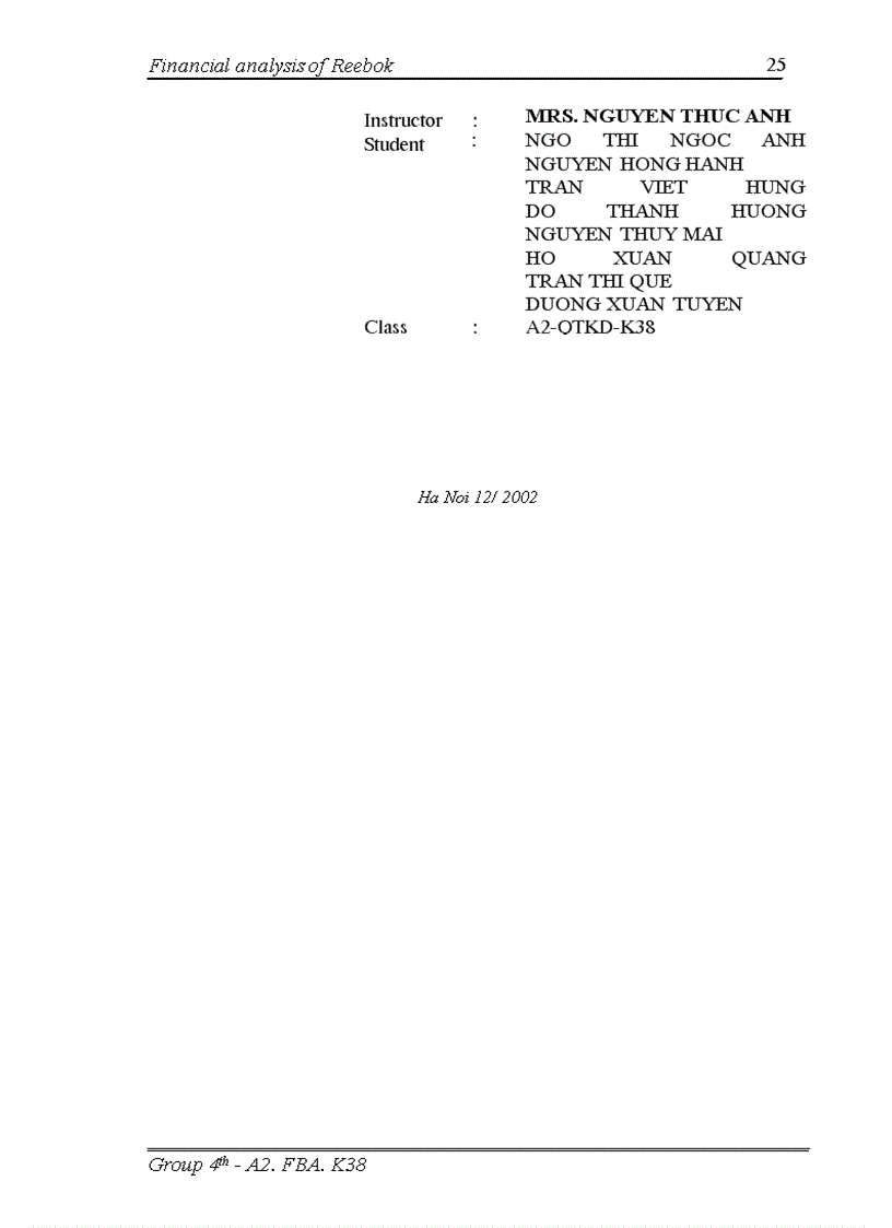 image for page Financial analysis of Reebok