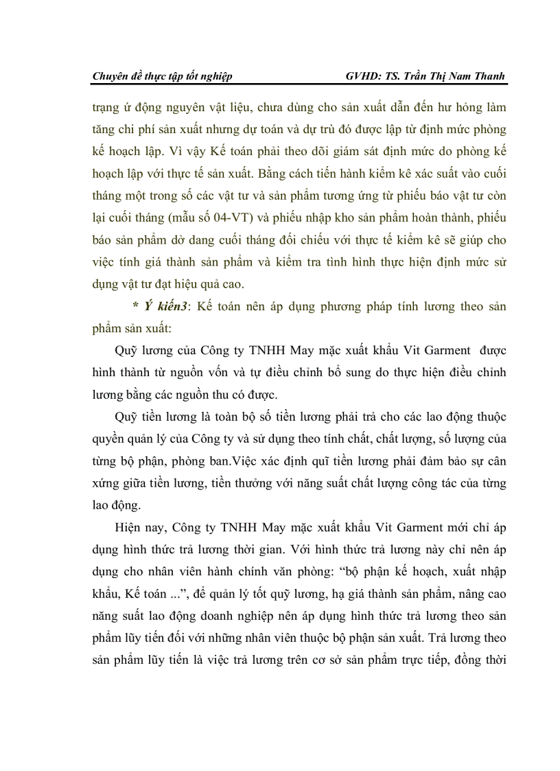 image for page Hoàn thiện công tác Kế toán tập hợp chi phí sản xuất và tính giá thành sản phẩm tại Công ty TNHH may mặc xuất khẩu Vit Garment